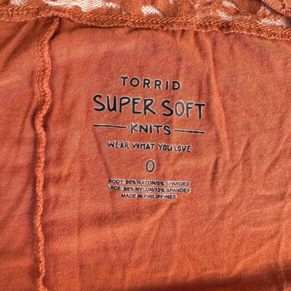 Torrid Super Soft Knit orange lace detail open front cardigan size 0/large E29 - Picture 6 of 8